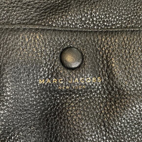 Marc Jacobs Empire City Hobo Handbag Black Pebbled Leather Flap Top 2 Strap - Picture 3 of 9